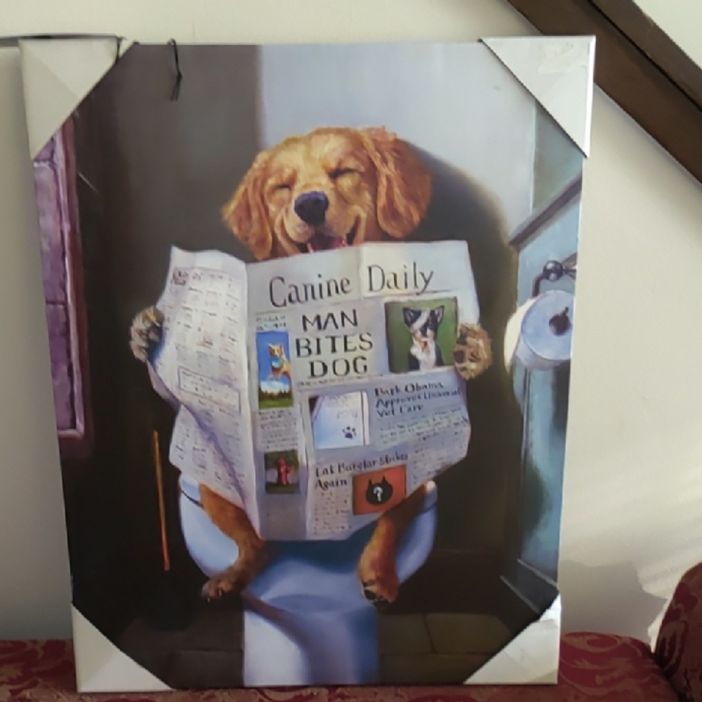 Lucia Heffernan Dog Reading Newspaper Canvas Art